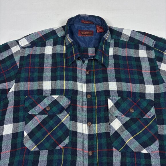VTG Allen Wickfield Outdoor Outfitters Blue/Green Plaid Button Shirt Mens XL - Picture 6 of 8